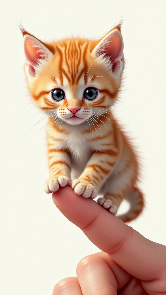 사람 손가락을 탐험하는 아기고양이