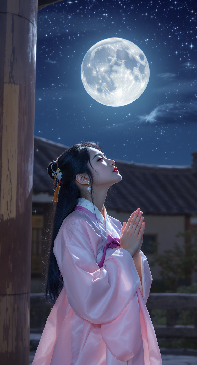 한가위 보름달 아래 소망을 담은 밤