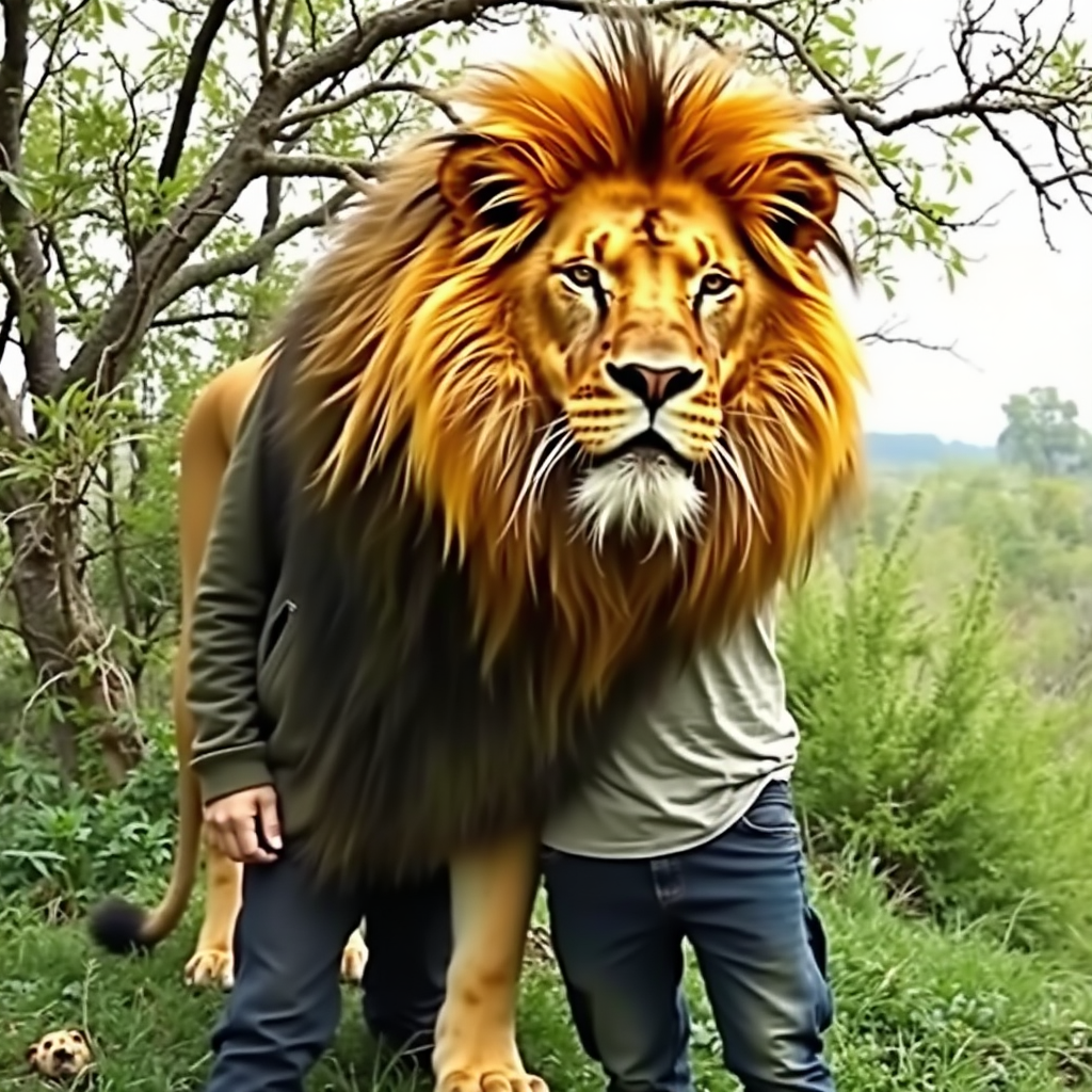 Standing with a Lion: A Majestic Encounter