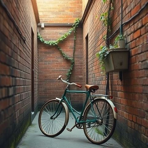 Bicycle at the end of an alley