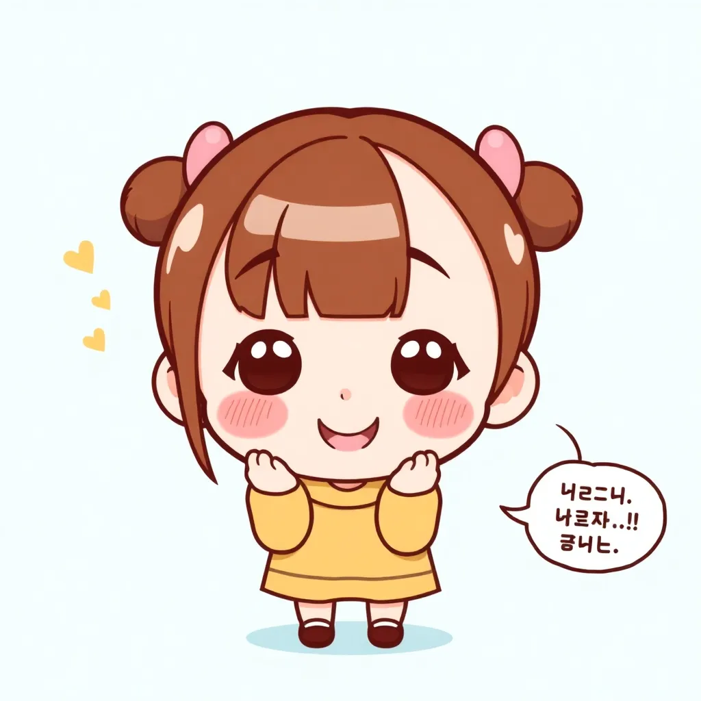 귀엽고 깜찍한 여자 아이 캐릭터가 초복을 맞아 부채를 들고 웃는 모습, 유머러스하고 재치 있는 표정, 영어 문장 없이 한국어 메시지 포함, 밝고 귀여운 스타일