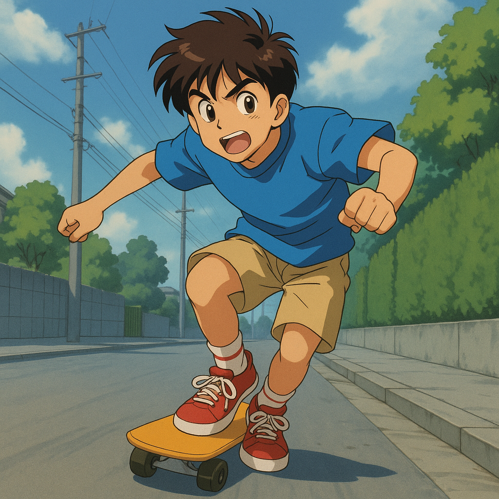 a boy skateboarding