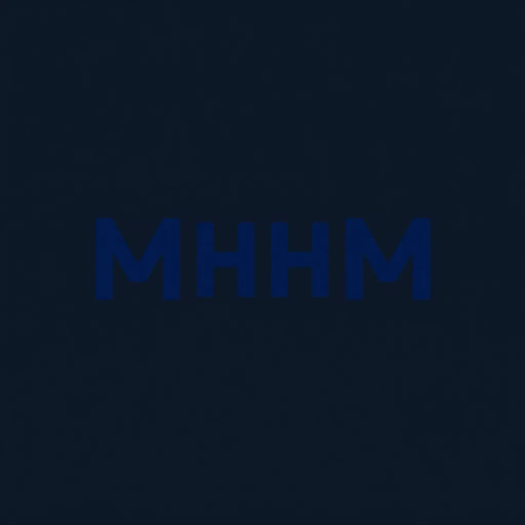 A modern, bold logo featuring the letters 'MHM' in a clean, sans-serif font, colored in a vibrant blue, with a minimalist and professional style, suitable for corporate or tech branding.