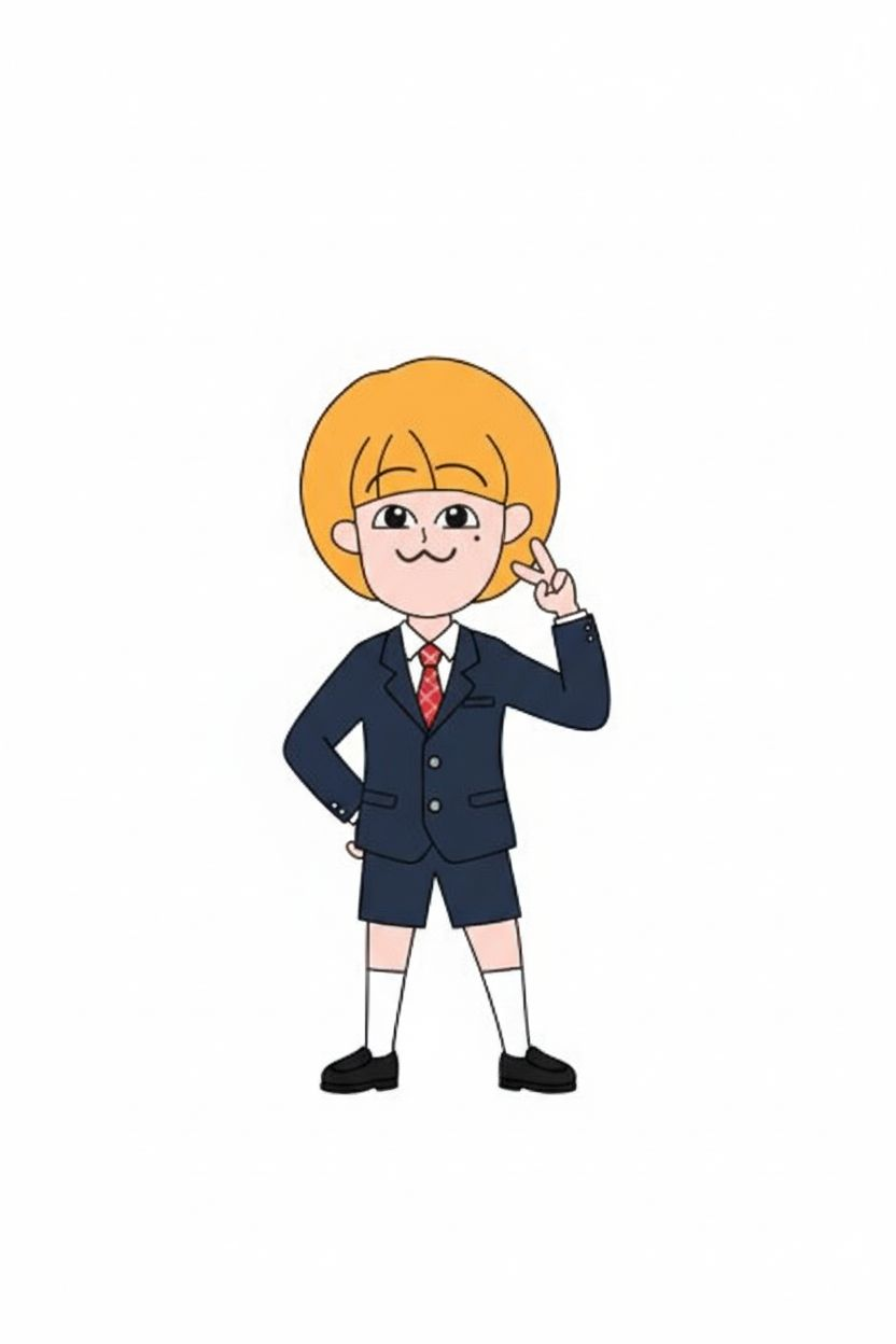 이 캐릭터가 교복을 입고 있는 사진