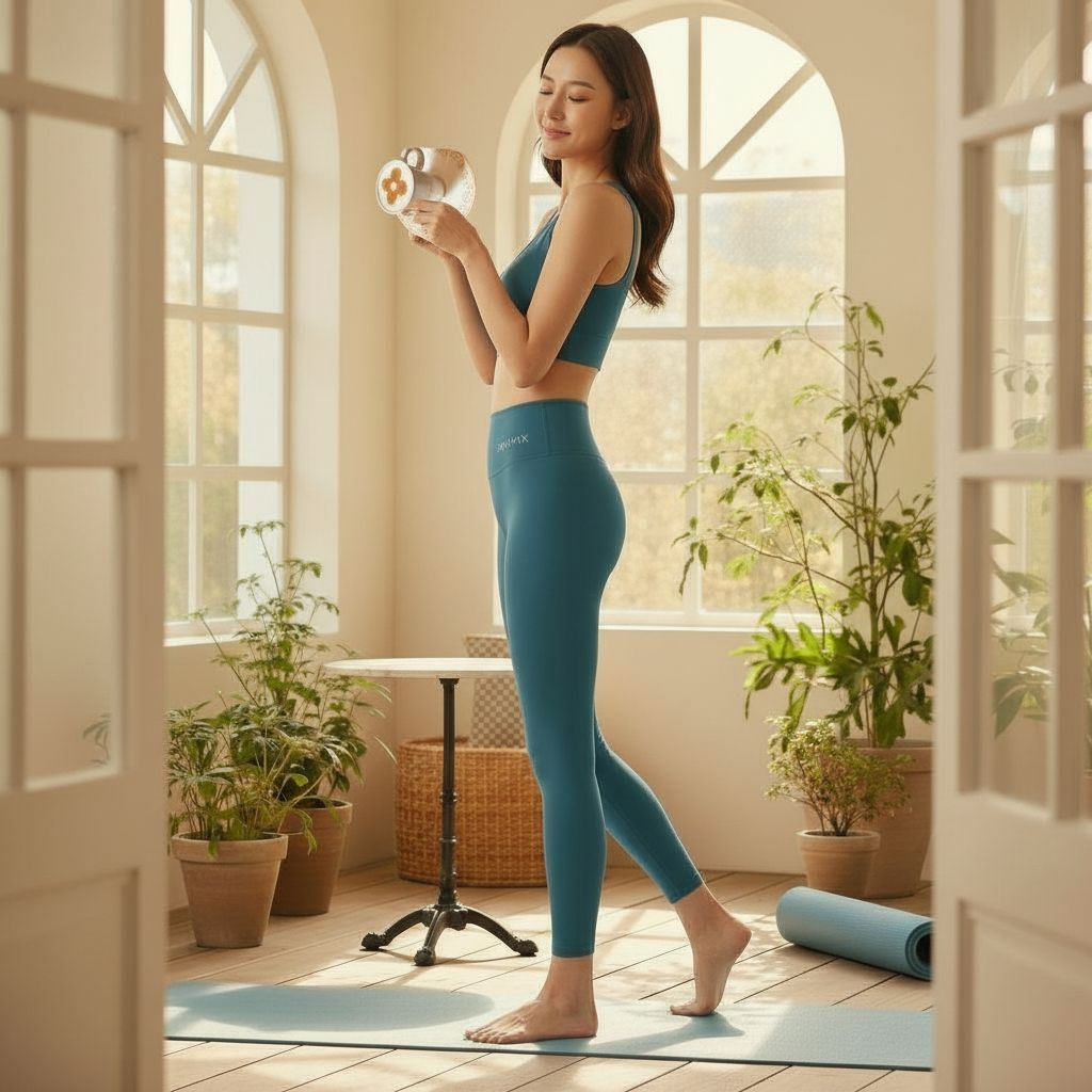 이 사진 속 여성이 커피를 마신다