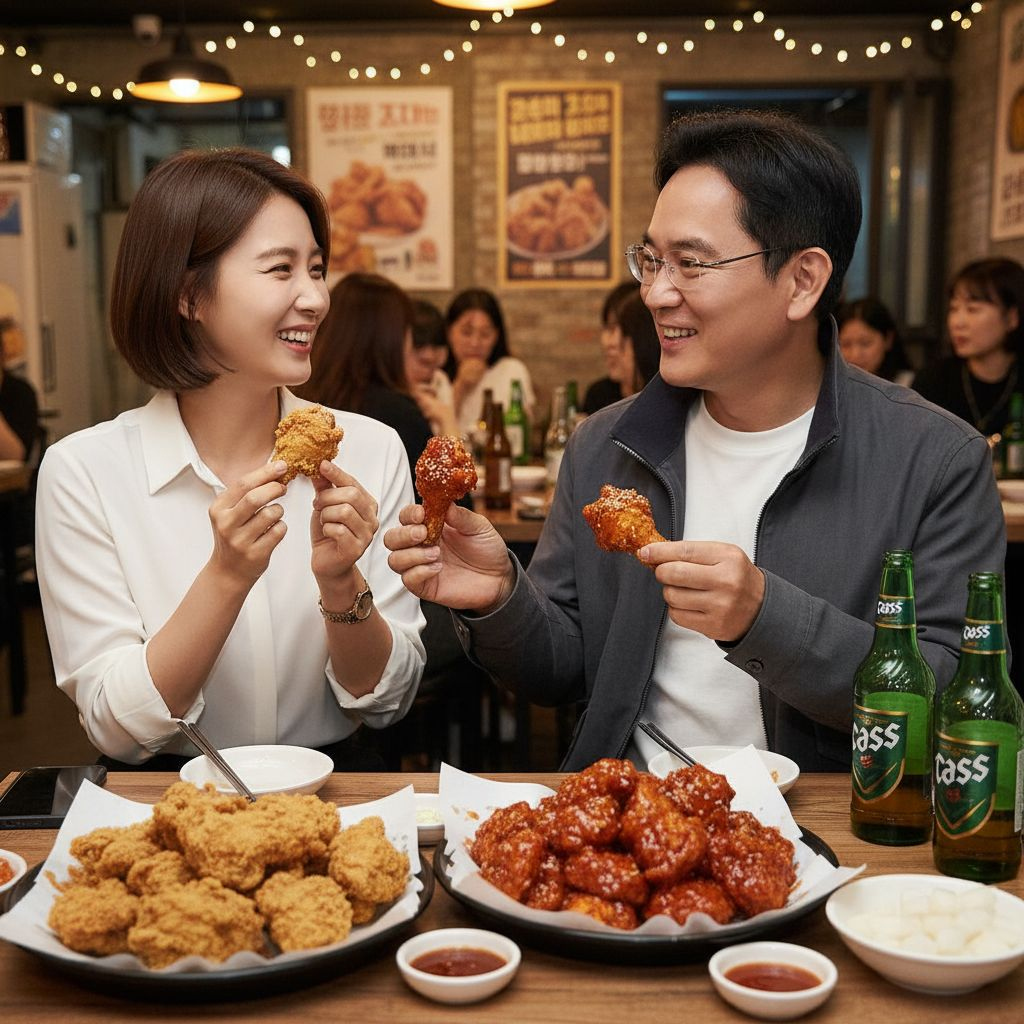 이 두사람이 같이 치킨 먹는 모습