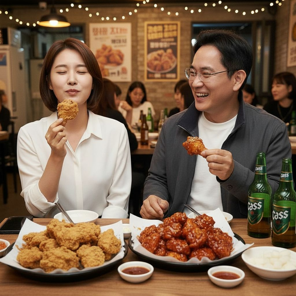 치킨을 맛있게 먹는 모습 영상으로 만들어줘