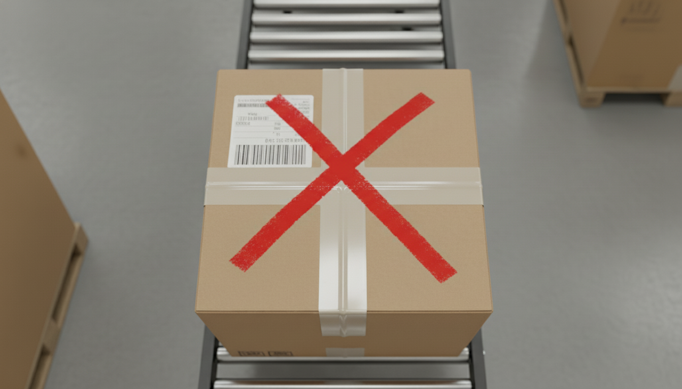 반송될 택배상자야. 반송됨을 알 수 있게 빨간펜으로 엑스표 쳐줘