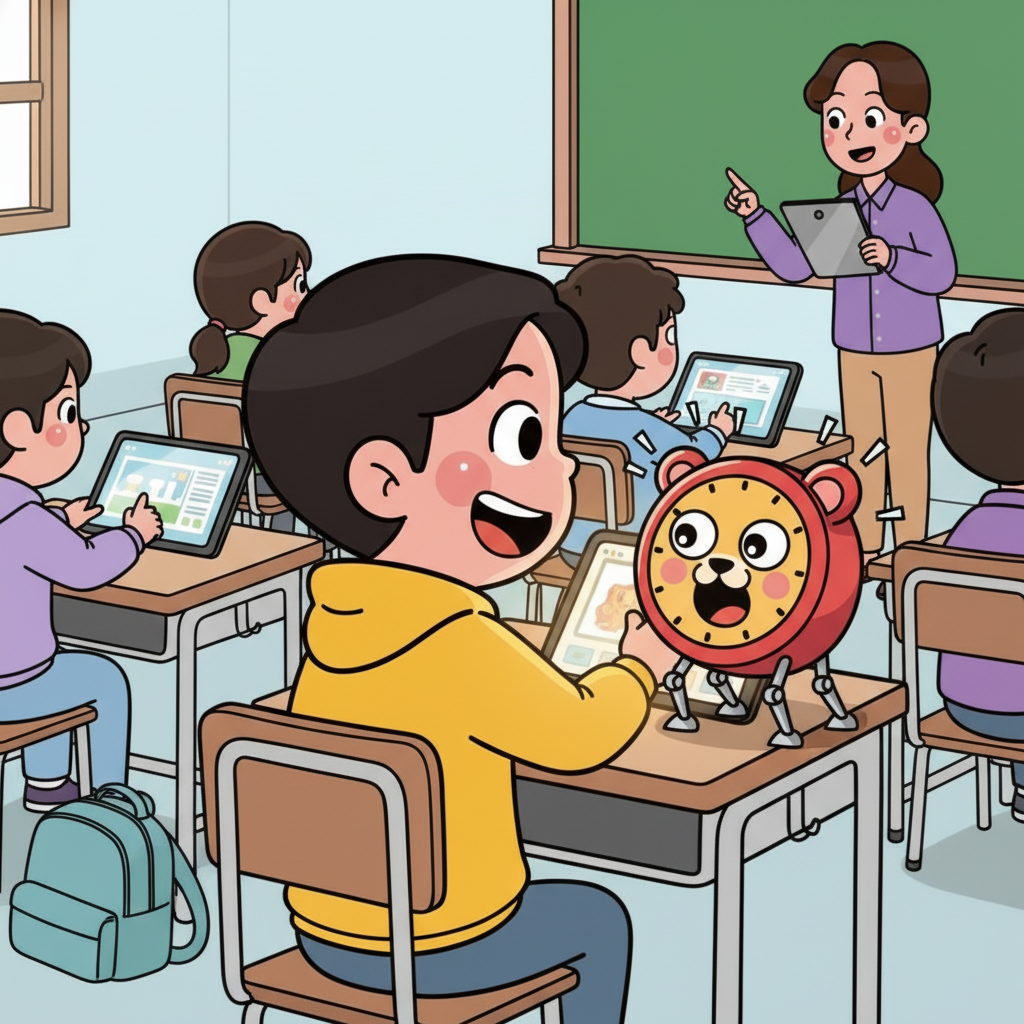 이 장면에서 가방에 있던 타이머가 튀어나와 지훈 태블릿을 슬쩍 보더니 깜짝 놀라는 모습.