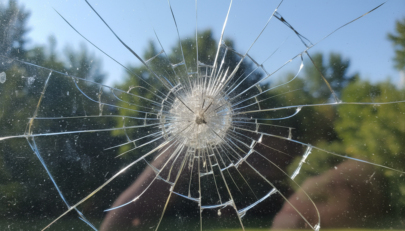 유리에 금이 X자로 간 거 그려줘