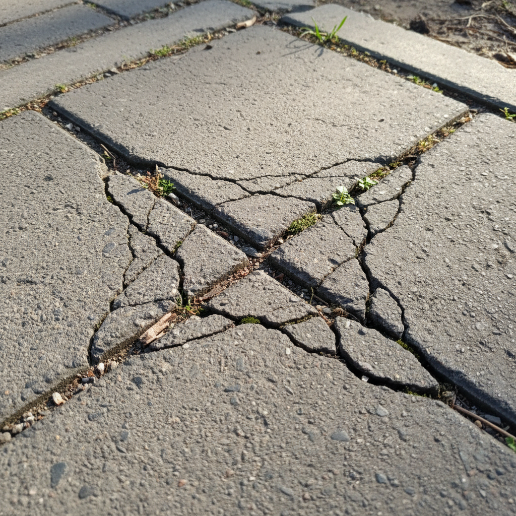 보도블록 금 간 자국이 X