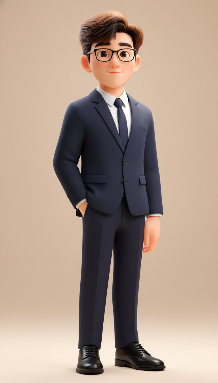 이 캐릭터가 정장을 입고 안경을 쓴 이미지