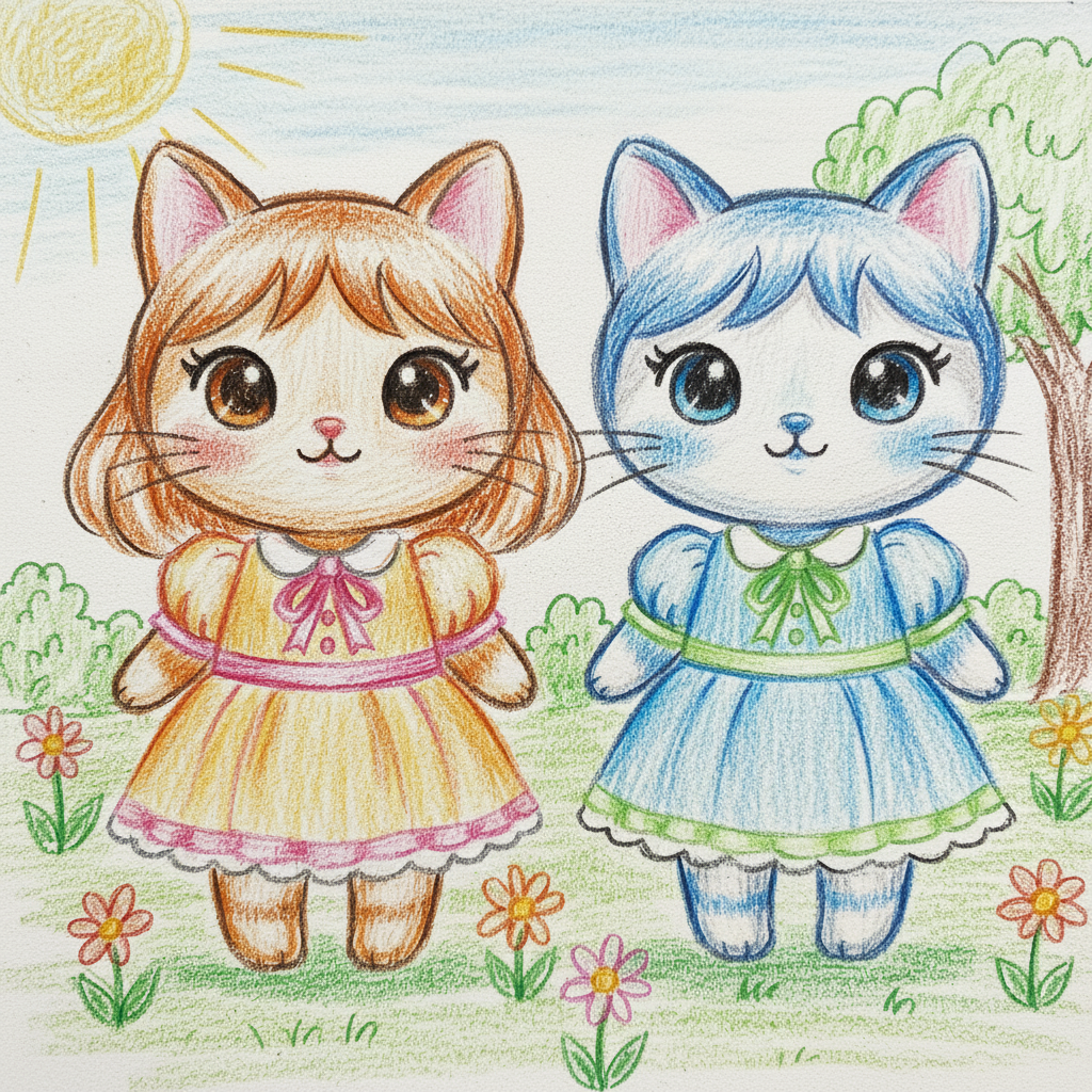 이 그림 속 고양이들을 캐릭터로 만들어줘.