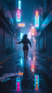 사이버펑크 도시: 미래의 보안 드론 추격전의 과학